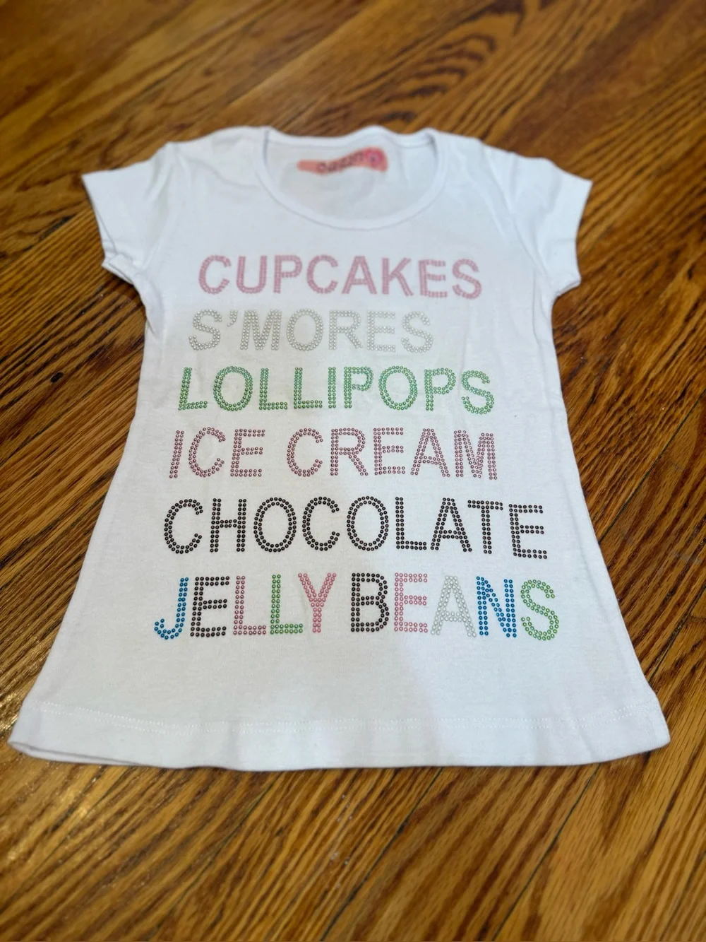 Girls White Graphic Candy Words Tee